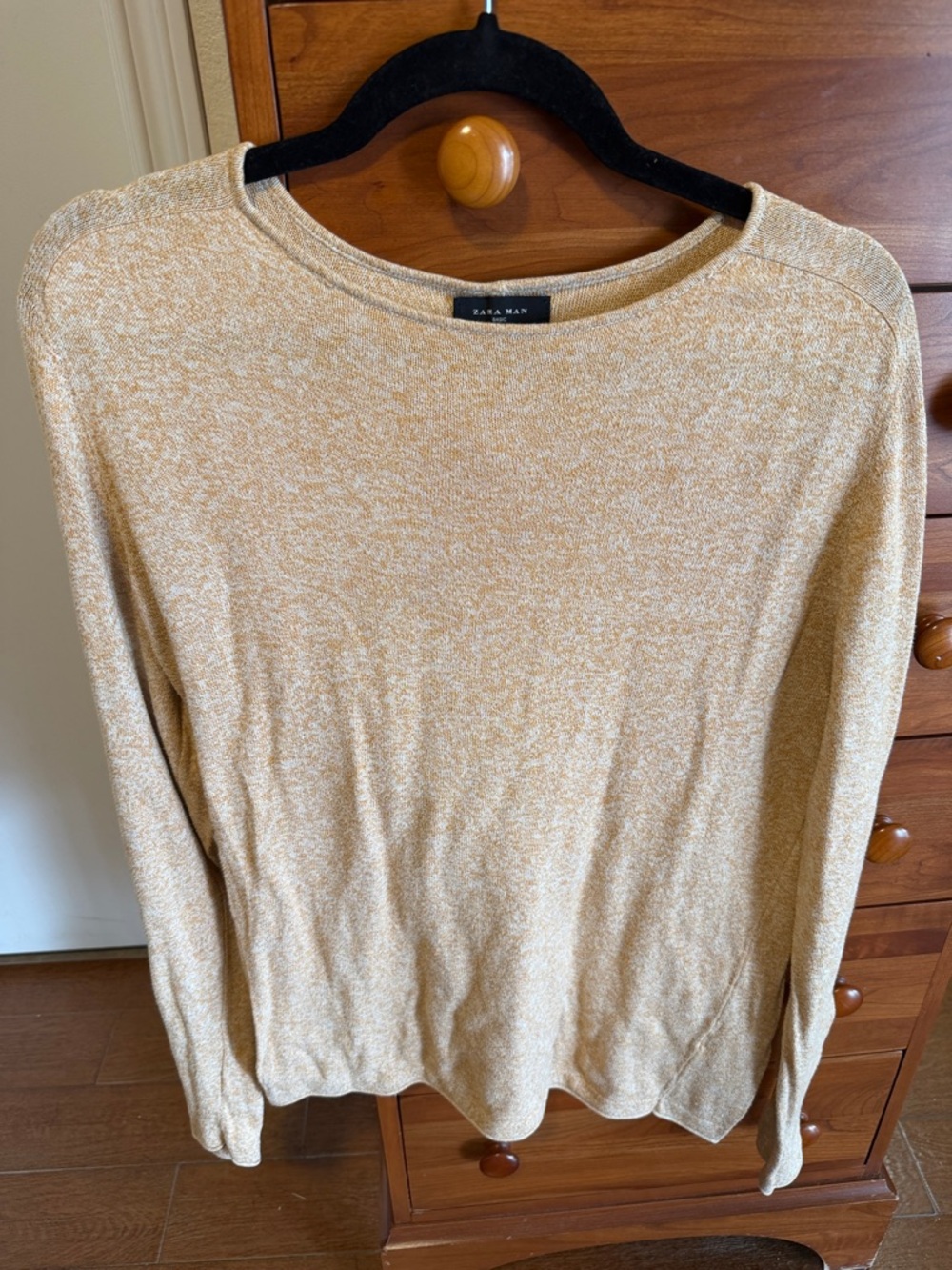 Zara Men Heathered Beige Crewneck Sweater